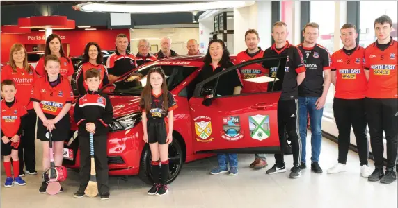  ??  ?? Members of Mattock Rangers CLG at the official launch of the Cars for Clubs draw in associatio­n with John McCabe Nissan garage, Coes Road, Dundalk.