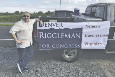  ?? BY JOHN MCCASLIN ?? As a candidate Republican Denver Riggleman of Nelson County marched in Amissville’s annual parade last summer.