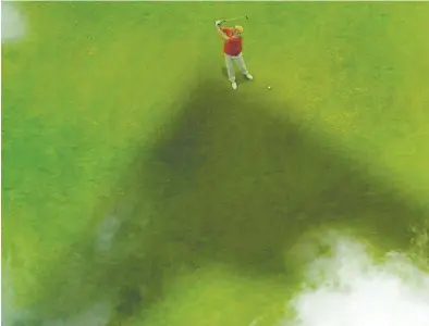  ?? TWITTER ?? The image from the Khamenei-linked account appears to depict Donald Trump playing golf below an aircraft.