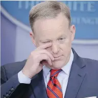  ?? CHIP SOMODEVILL­A / GETTY IMAGES ?? White House Press Secretary Sean Spicer only made things worse in his first attempts to apologize for saying Hitler never used chemical weapons.