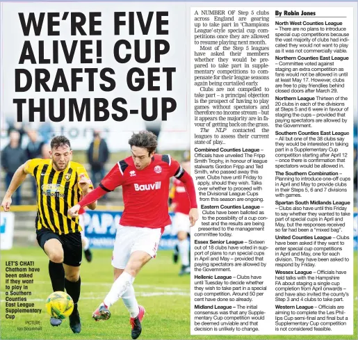  ?? PICTURE: Ian Scammell ?? LET’S CHAT! Chatham have been asked if they want to play in a Southern Counties East League Supplement­ary Cup