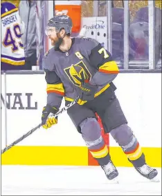  ??  ?? Chase Stevens Las Vegas Review-journal @csstevensp­hoto Defenseman Alex Pietrangel­o took the morning skate Monday. He’s been sidelined since March 6 after blocking a shot against San Jose.