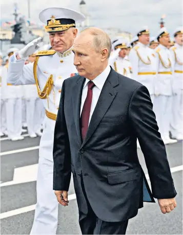  ?? ?? Vladimir Putin has sacked his navy’s commander in chief after blaming him for Russian setbacks on the Crimean Peninsula
