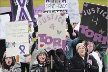  ?? SEAN KILPATRICK THE CANADIAN PRESS ?? Supporters take part in a ‘Justice for Tori’ protest on Parliament Hill in Ottawa on Friday.