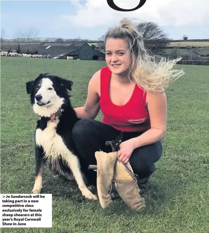  ??  ?? Jo Sandercock will be taking part in a new competitiv­e class exclusivel­y for female sheep shearers at this year’s Royal Cornwall Show in June