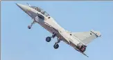  ?? PTI ?? A Rafale aircraft of the French air force made a low pass during the flying display as a mark of respect to Wing Commander Sahil Gandhi, who was killed in a mid-air collision on Tuesday.