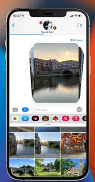  ??  ?? When multiple images are sent in a Message, they are now stacked like cards and you can swipe through them.