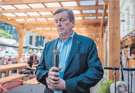  ?? TIJANA MARTIN THE CANADIAN PRESS ?? Toronto Mayor John Tory says anyone who thinks they have a simple answer to gun violence in the provincial capital is offering false hope.
