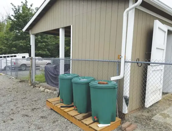  ??  ?? collected rain in rain barrels can be used to water gardens and for cleaning tasks.