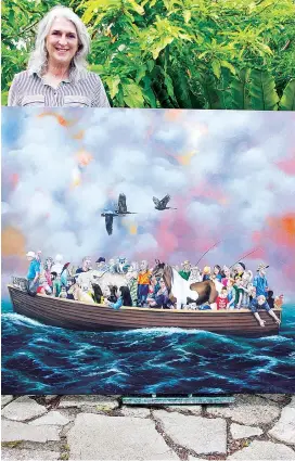  ?? ?? Longwarry artist Laurel Foenander won the MSC Maritime Art Award for her artwork “Lest We Forget” depicting a boat of climate refugees seeking refuge from bushfire.