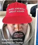  ??  ?? Kanye showed his support for Trump He made a statement while performing on Saturday Night Live