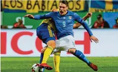  ?? Foto: dpa ?? Andrea Belotti verlor mit der italienisc­hen Nationalma­nnschaft gegen Schweden mit 0:1.