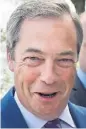  ??  ?? Leader Nigel Farage