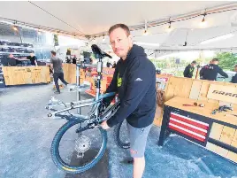  ?? ?? A race technician for global mountain biking hardware brand SRAM, Keaton Ward, from Colorado, has worked in the industry for 21 years.