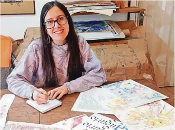  ??  ?? ILUSTRACIÓ­N. Emilia Inés estudió fotografía, trabaja en el rubro audiovisua­l y combinó sus dos pasiones, la ilustració­n y la caligrafía, en un poemario de Herrera y Reissig que editó con apoyo de los Fondos Concursabl­es del MEC.