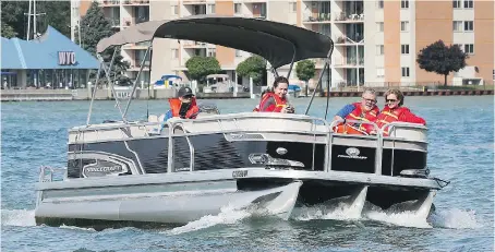  ?? PHOTOS: DAN JANISSE ?? A city pontoon boat will ferry people to Peche Island on the Detroit River three days a week, and the round trip will cost just $5.