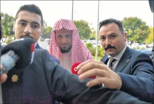  ?? DHA VIA AP ?? Saudi Arabia’s top prosecutor Saud al-Mojeb walks to board a plane to leave Turkey, in Istanbul Wednesday.