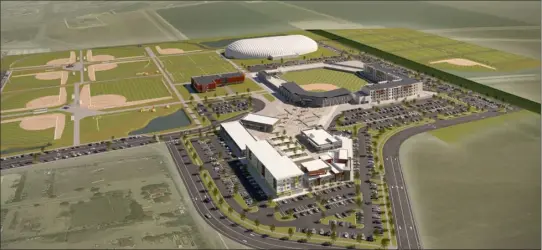  ?? COURTESY FUTURE LEGENDS ?? Future Legends Complex is a 118-acre complex that includes a stadium and athletic fields, along with an indoor sports arena. It also will include hotels and multiple restaurant­s.