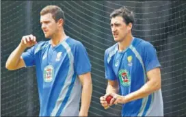  ?? GETTY IMAGES ?? Josh Hazlewood and Mitchell Starc will open the attack for Australia in the Ashes.