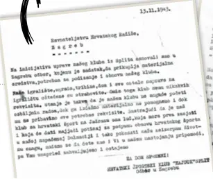  ??  ?? Pismo Ive Šuste iz 1943. u kojem ističe teško stanje Hajduka i traži pomoć za obnovu