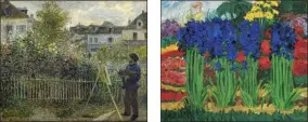  ??  ?? Green movement: above, a panel from Monet’s Agapanthus Triptych. The show also features work by Renoir, far left, and Emil Nolde’s Flower Garden, 1922