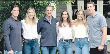  ?? Humphreys family ?? COLLEGE SPORTS runs in the Humphreys family, from left, Ben, football; Kelsey, volleyball; dad Brad, football; mom Wendy, volleyball; and Ashley, volleyball. John is a top prep receiver who has committed to Stanford.