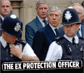  ??  ?? EVER-ALERT to danger, plain-clothed Detective Constable Paul Ellis (centre back) watches over Jack Straw as the then Foreign Secretary attends the funeral of former Prime Minister Ted Heath at Salisbury Cathedral in 2005.