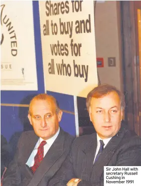  ??  ?? Sir John Hall with secretary Russell Cushing in November 1991