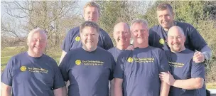  ??  ?? ● The Mottram Mountainee­rs, front row, from left, Rob Gee, Kevin Spiers, tephen Cavanagh and Stuart Barber. Back row, from left, Jonny Cavanagh, Rick Thorpe and Dan Allman