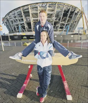  ?? Picture: Wattie Cheung ?? Olympic medallists dan Purvis and beth tweddle at glasgow’s soon–to–open hydro arena which was yesterday confirmed as the venue for the 2015 world gymnastics championsh­ips