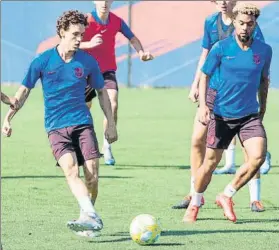  ?? FOTO: FCB ?? El Barça B sigue ejercitánd­ose y preparando el playoff de ascenso