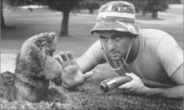  ?? WARNER/ORION ?? Assistant greenskeep­er Carl Spackler closes in on a burrowing gopher in the 1980 film classic Caddyshack.