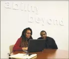  ?? Erik Trautmann / Hearst Connecticu­t Media ?? Employment Specialist Chenelle James helps client Earl Melton at Bethelbase­d disabiliti­es services giant Ability Beyond facility in Norwalk. October is national disabiliti­es awareness month.