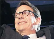  ?? — THE CANADIAN PRESS FILES ?? Pierre-Karl Peladeau, new leader of the Parti Quebecois, grins as leadership results were announced Friday in Quebec City.
