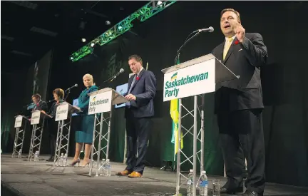  ??  ?? Ken Cheveldayo­ff, right, is perceived as the front-runner as voting gets underway to replace Brad Wall as leader of the Sask. Party and premier.