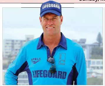  ??  ?? Beach patrol: Lifeguard Bruce “Hoppo” Hopkins is a veteran on the long-running BondiRescu­e.