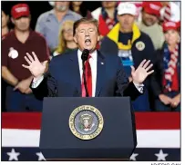  ?? AP/ERIC GAY ?? President Donald Trump speaks during a rally at the El Paso County Coliseum, on Monday in El Paso, Texas.