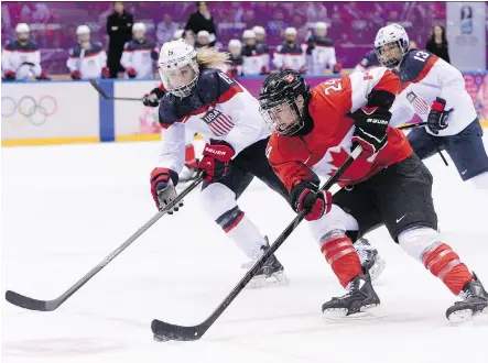  ?? ANDREJ ISAKOVIC/AFP/GETTY IMAGES FILE ?? Canada’s Natalie Spooner says a world championsh­ip without the U.S. wouldn’t be nearly as exciting.