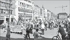  ??  ?? Demonstrat­ie van protestbew­eging Pegida in Groningen.
