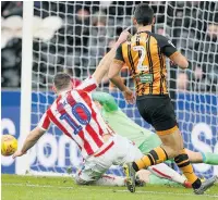  ??  ?? NINE OUT OF 10 Stoke City’s Sam Vokes goes close