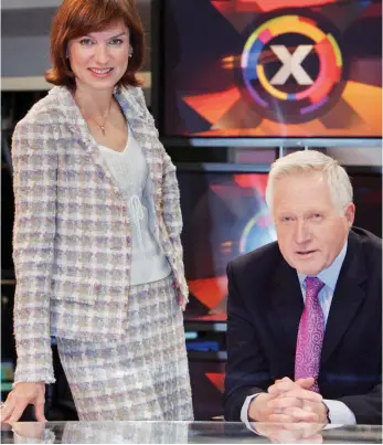  ??  ?? Following his lead: Fiona Bruce will take over from David Dimbleby next month