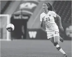  ?? KEVIN KING / POSTMEDIA NEWS ?? Canadian captain Jordyn Huitema will be back in the lineup for Sunday’s quarter-final match against Germany.