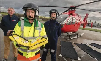  ??  ?? John Kearney (left) pictured with medical and flight crew at the launch of the Irish Community Air Ambulance (ICAA) at Cork Airport. Photo: Michael Mac Sweeney/Provision.