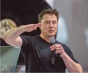  ?? AFP PIC ?? The Securities and Exchange Commission’s charges against Elon Musk shaved about US$7 billion off high-flying Tesla, knocking its market value to US$45.2 billion on Friday.