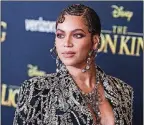  ?? XAVIER COLLIN ?? Beyonce, shown at the premiere Of Disney’s ‘’The Lion King’’ on July 9, 2019, is nominated for a leading nine Grammy Awards. The postponed ceremony will be held Msuanrcdha­1y4. , 2021.