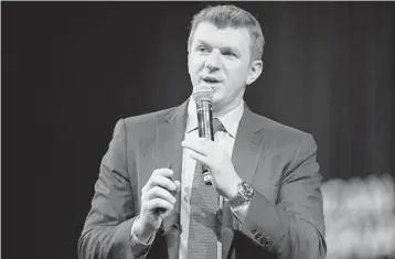  ?? COOPER NEILL/THE NEW YORK TIMES ?? James O’Keefe, the leader of Project Veritas, casts himself as a crusading journalist exposing wrongdoing, targeting liberal groups and Democratic politician­s.