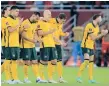  ?? FOTO: HUSSEIN SAYED ?? Australien firar VM-platsen.