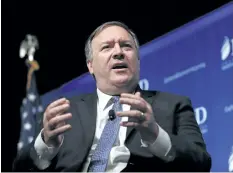  ?? CAROLYN KASTER/THE ASSOCIATED PRESS ?? CIA Director Mike Pompeo says that while intelligen­ce on North Korea is imperfect, the country is only months away from perfecting its nuclear weapons.