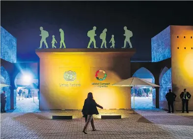  ?? FADEL SENNA / AFP / GETTY IMAGES ?? The site of the UN Migration Conference in the Moroccan capital Marrakesh on Sunday.