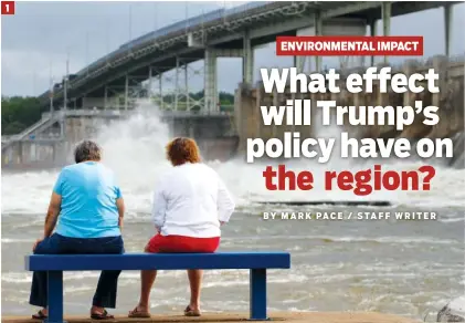  ?? STAFF FILE PHOTOS ?? 1 Environmen­tal groups worry a possible rollback of regulation­s on coal ash would result in dangerous levels of the substance finding their way into the Tennessee River, shown above. 2 A great blue heron watches as water pours out of the spillway at...